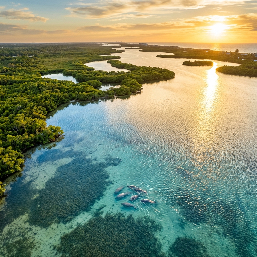 Indian River Lagoon shoreline at dusk
