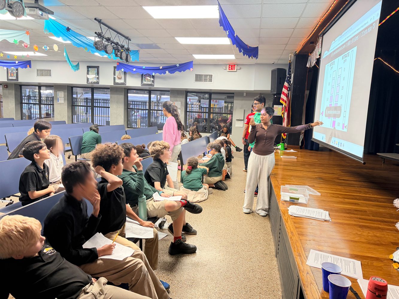 Students gathered during a Project: Save Our Lagoon activity